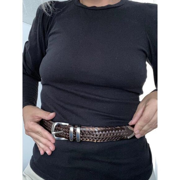 Vintage Braided Leather Belt Size 34 - Picture 5 of 5